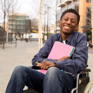 Disabled student in a wheelchair