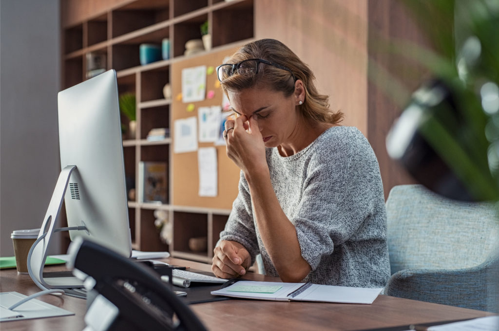 stressed woman working